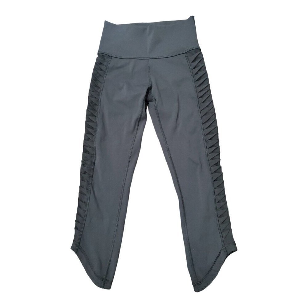 Lululemon Athletica Women's Black Cropped Leggings Size Ruched Mesh Size…